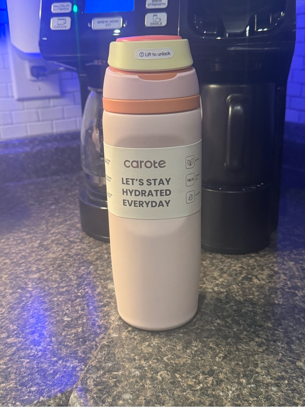 Carote Pink & Peach Insulated Water Bottle